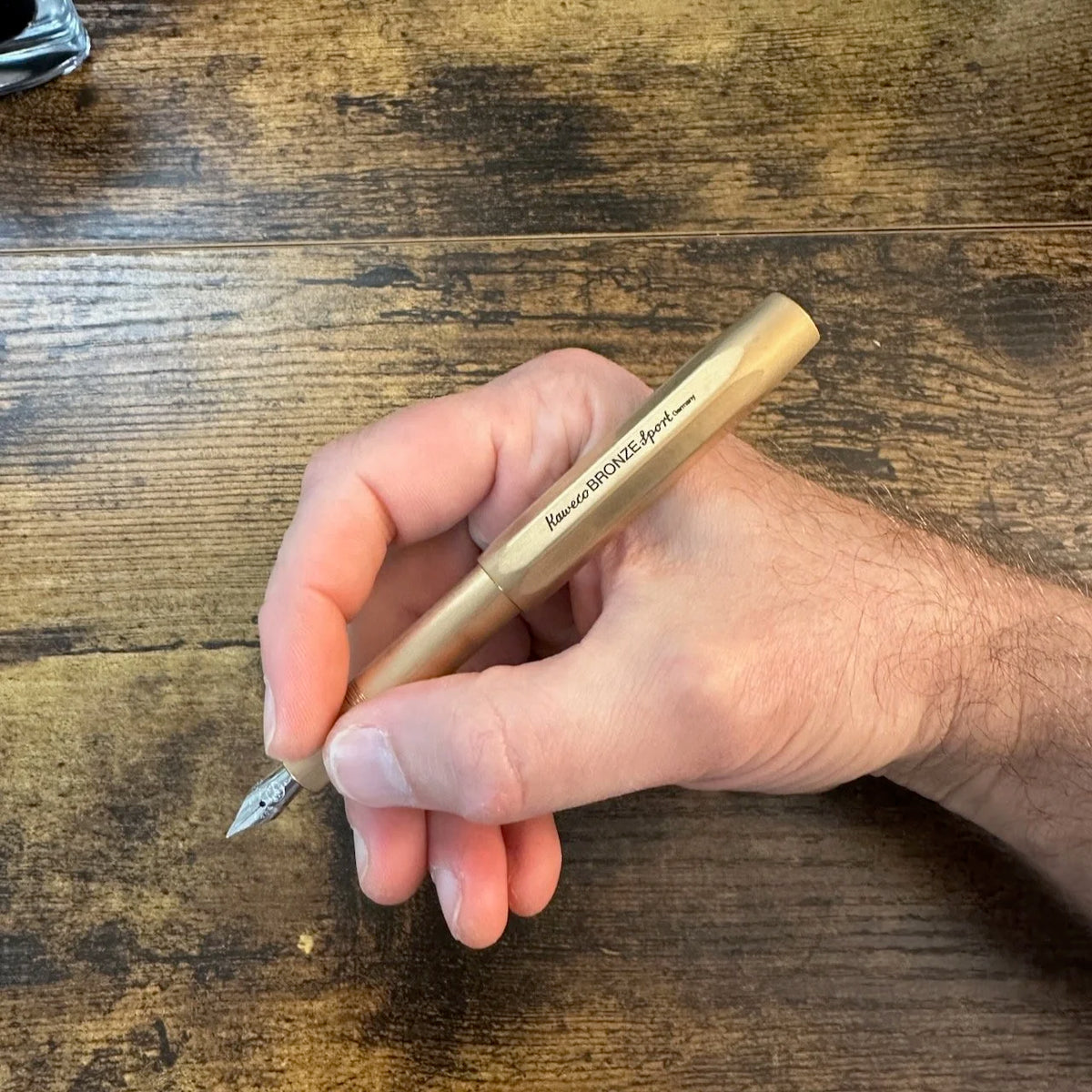 Kaweco Bronze Sport Fountain Pen Posted In Hand