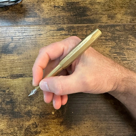 Kaweco Brass Sport Fountain Pen Posted In-Hand
