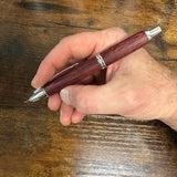 Pilot Capless Vanishing Point Birchwood Red Fountain Pen In Hand