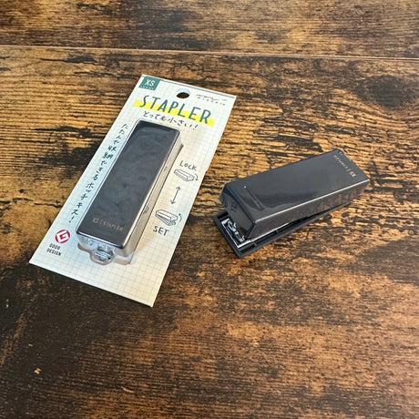 Midori XS Stationery Kit XS Compact Stapler Black on Desk