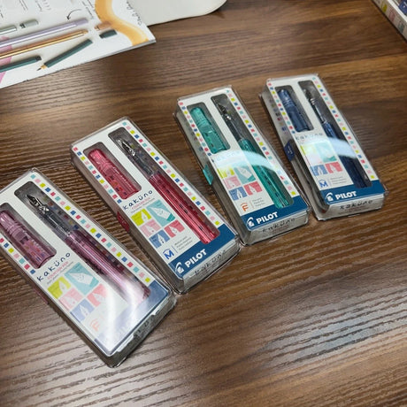 Pilot Kakuno Fountain Pens Displayed on Desktop