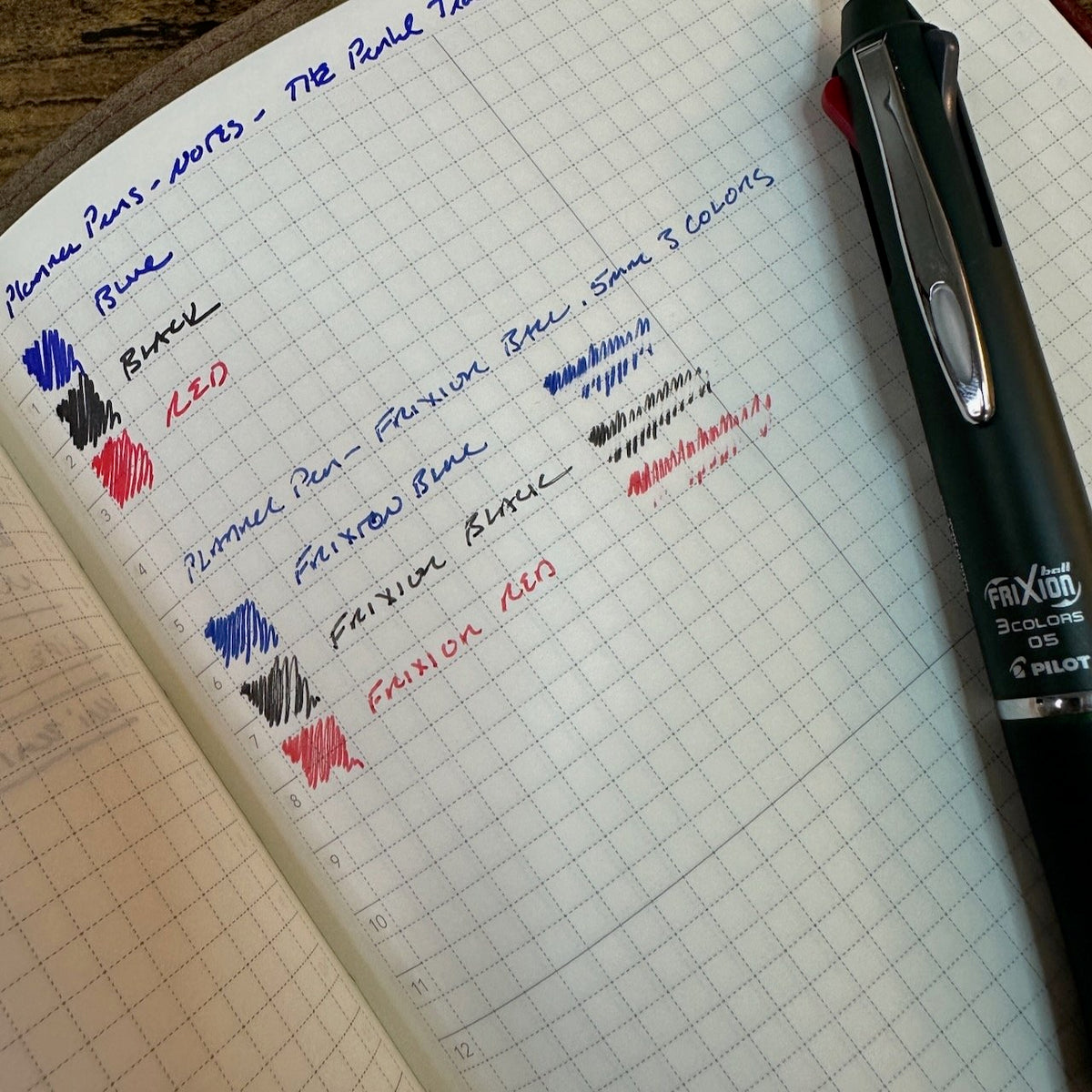 Pentel Frixion 3-Color Pen Writing Sample 