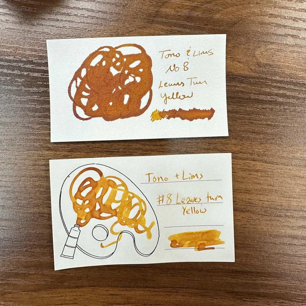 Tono & Lims Standard Line Inks No. 8 Leaves Turn Yellow Two Paper Samples