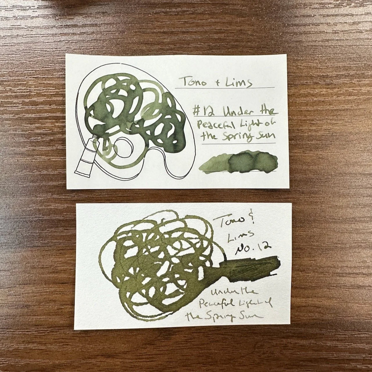 Tono & Lims Standard Line Inks No. 12 Under the Peaceful Light of the Spring Sun Two Writing Samples