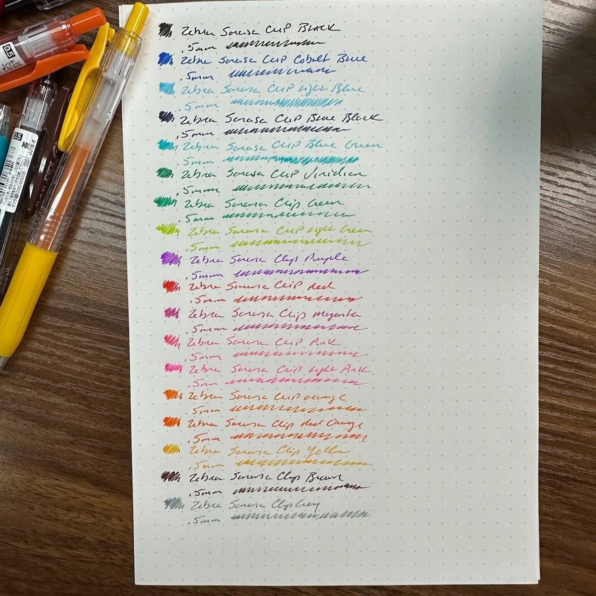 Zebra Sarasa Clip Gel Pens / Standard Line