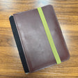 Roterfaden Taschenbegleiter LTD_015 A5 Four Clips Dark Brown Leather with Green Elastic