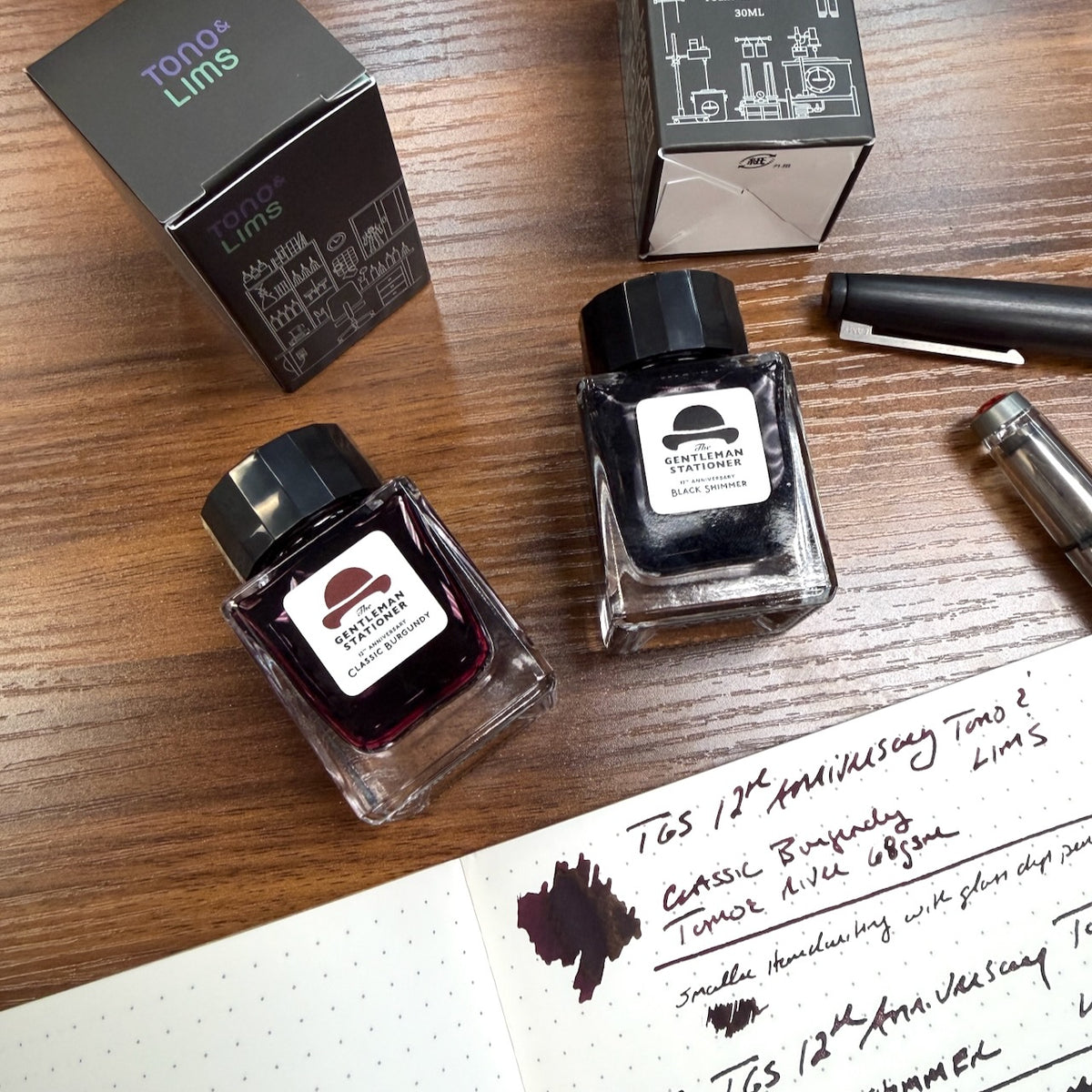 TGS x Tono & Lims 12th Anniversary Inks Classic Burgundy and Black Shimmer