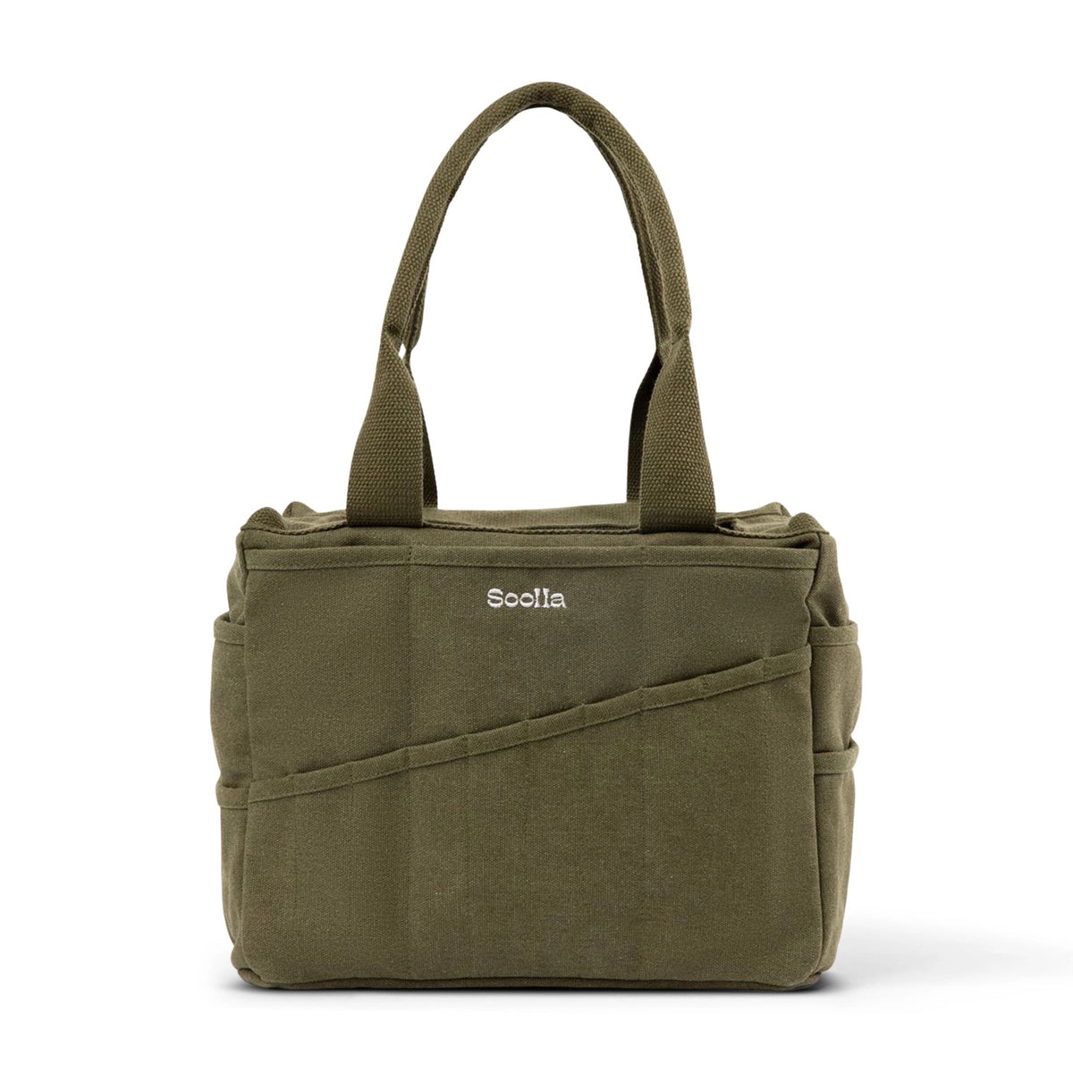 Soolla Studio Artist Bag Deep Forest Green Front View Showing Pockets