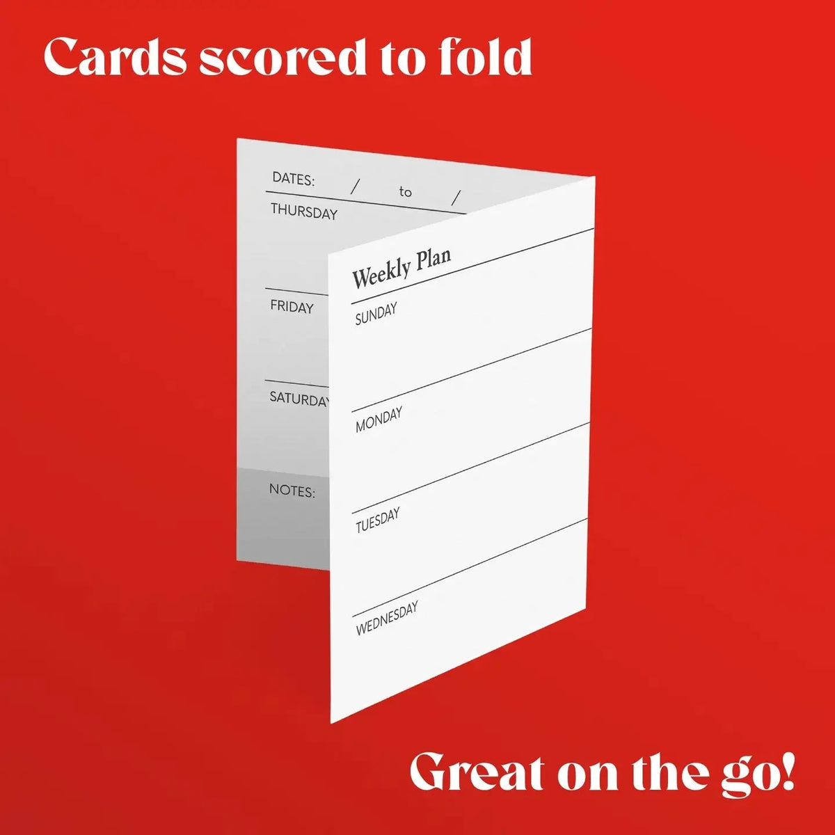 Notsu "Weekly Plan" Notecards (Horizontal 3" x 5" layout)