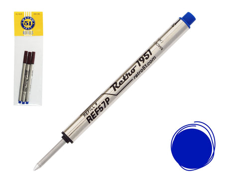 Retro 51 Blue Capless Rollerball Refills