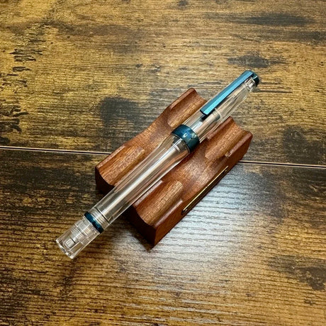 TWSBI Kyanite Blue Vac700R Fountain Pen Resting Capped on a Pen Stand