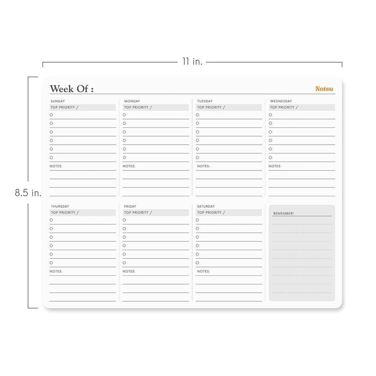 Notsu Weekly Planning Pad