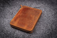 Galen Leather 10 Pen Case with A5 Notebook Crazy Horse Brown Closed on Table