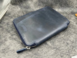 Galen Leather 10 Pen Case with A5 Notebook in Crazy Horse Grey