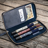 Galen Leather Zippered 3-Slot Pen Case