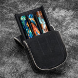 Galen Leather Magnum Opus 3-Slot Pen Case with Removable Tray (Zipper)