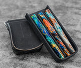 Galen Leather Magnum Opus 3-Slot Pen Case with Removable Tray (Zipper)