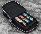 Galen Leather Magnum Opus 3-Slot Pen Case with Removable Tray (Zipper)