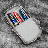 Galen Leather Magnum Opus 3-Slot Pen Case with Removable Tray (Zipper)