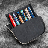 Galen Leather Magnum Opus 6-Slot Pen Case with Removable Tray (Zipper)