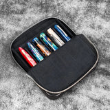 Galen Leather Magnum Opus 6-Slot Pen Case with Removable Tray (Zipper)