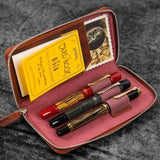 Galen Leather Zippered 3-Slot Pen Case