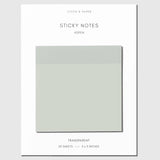 A pack of Cloth & Paper transparent sticky notes in the color Aspen.