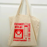 Stationery with an E Large Cotton Canvas Tote