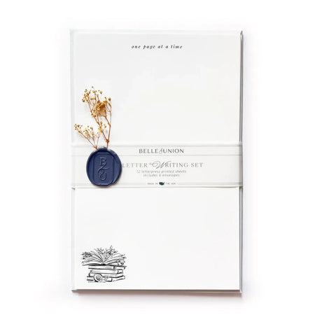 Belle & Union Letter Writing Kit showing Books with Flowers emerging