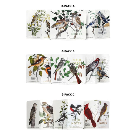 Field Notes Birds and Trees of North America Edition Showing all Three Three-Pack Combinations