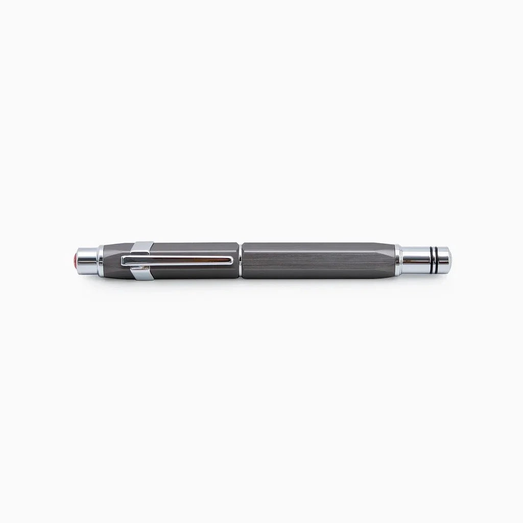 Gunmetal Grey TWSBI Precision Fountain Pen Capped on a white background
