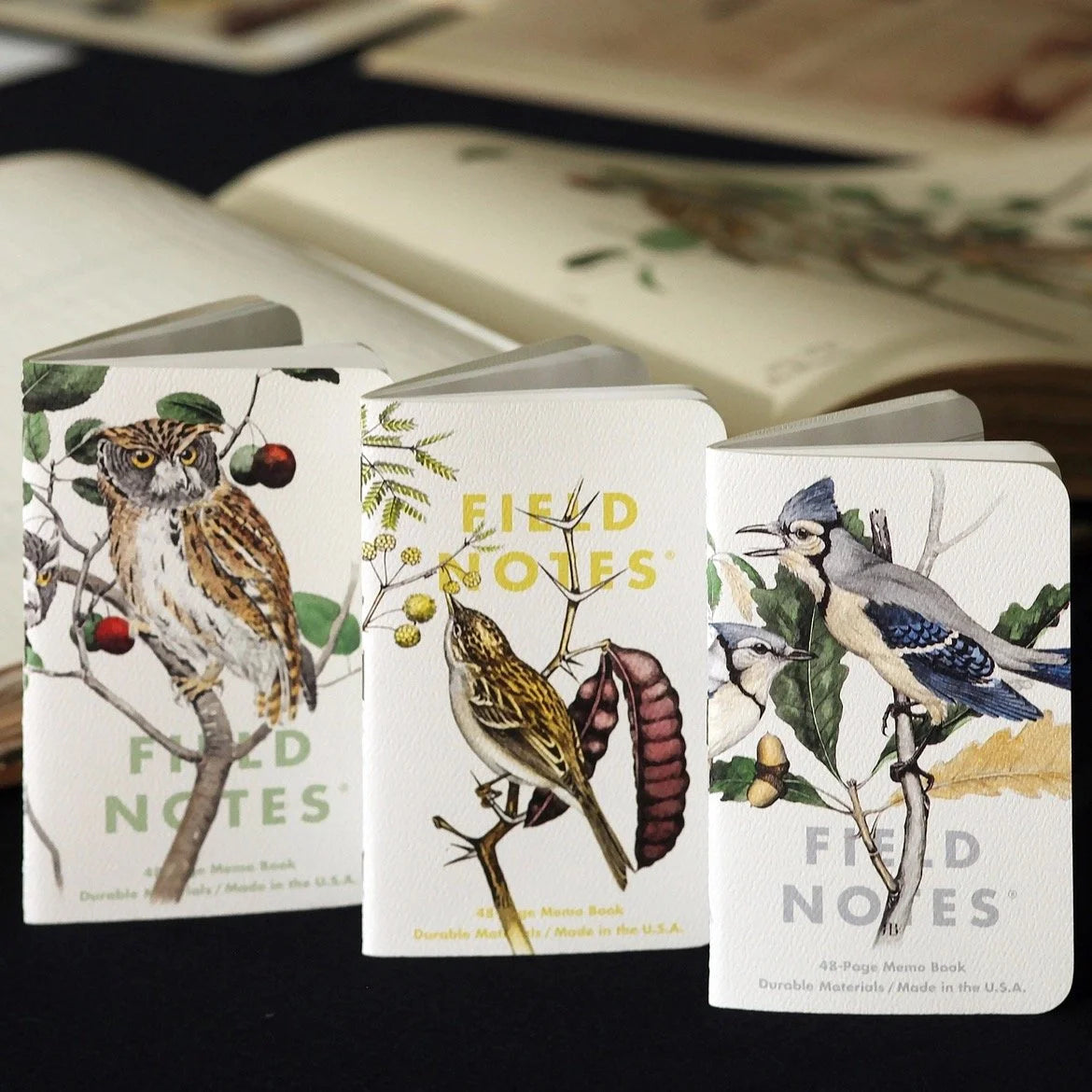 Field Notes Birds and Trees of North America Edition Showing Pack with Owl and two other birds