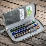 Galen Leather Zippered 3-Slot Pen Case