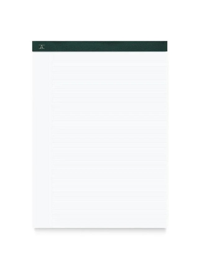 Appointed Legal Pad with lined white paper and bound with Hunter Green bookcloth.