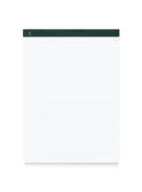 Appointed Legal Pad with lined white paper and bound with Hunter Green bookcloth.
