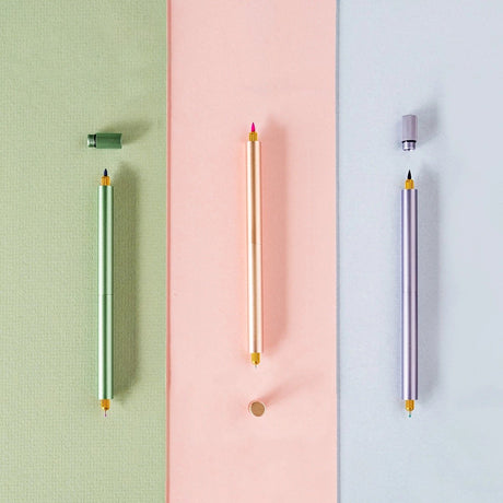 Tom's Studio Lumos Pro Duo Refillable Fineliner Pen Fineliners Open on Table Double Ended Markers