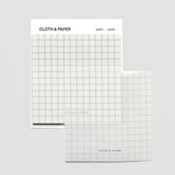 Cloth & Paper Sticky Notes with Graph Ruling on Ashen translucent paper