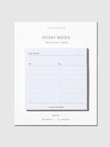A pack of Cloth & Paper Aspen Time Block sticky notes on a light gray background. 