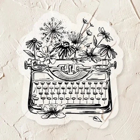 Belle & Union Vinyl Stickers Typewriter with Flowers