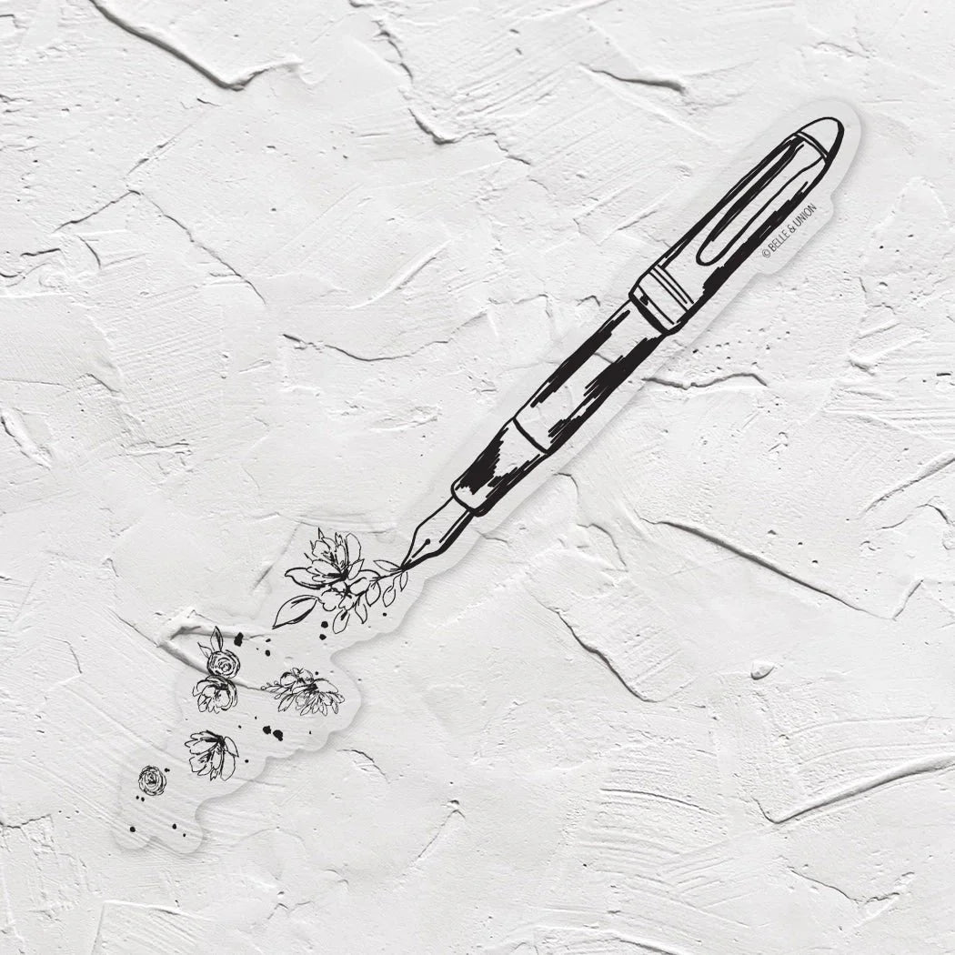 Belle & Union Vinyl Stickers Fountain Pen Flourish with Flowers