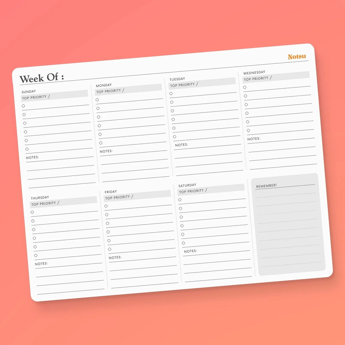 Notsu Weekly Planning Pad