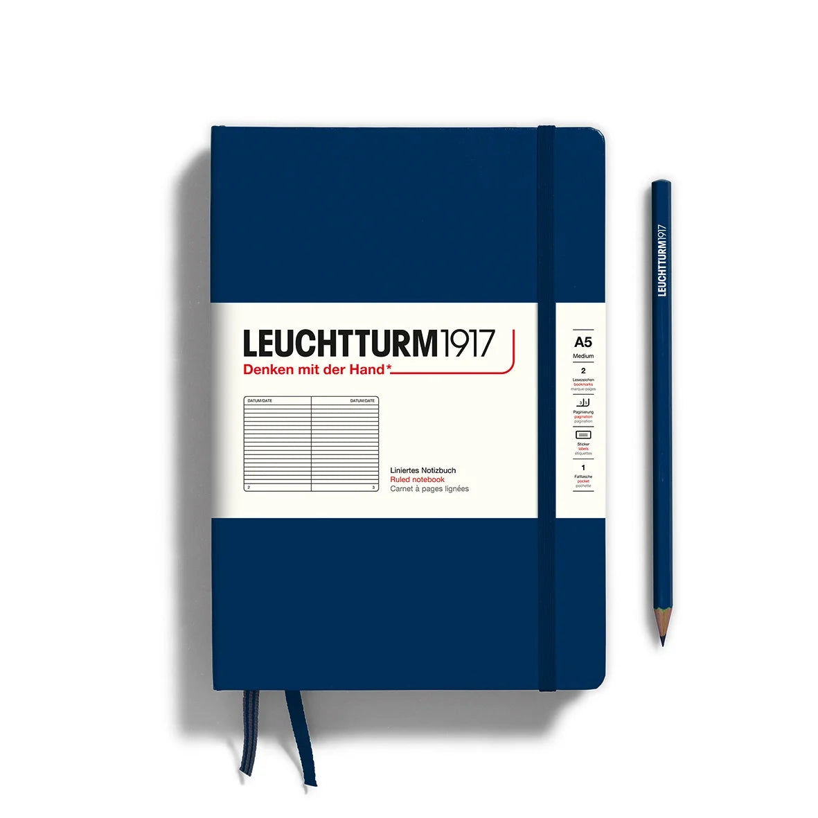 Leuchtturm 1917 A5 Hardcover Notebook Navy Lined