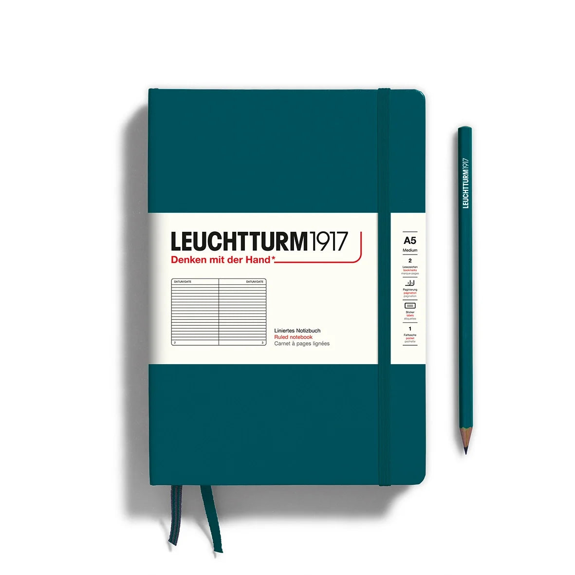 Leuchtturm 1917 A5 Hardcover Notebook Lined Pacific Green