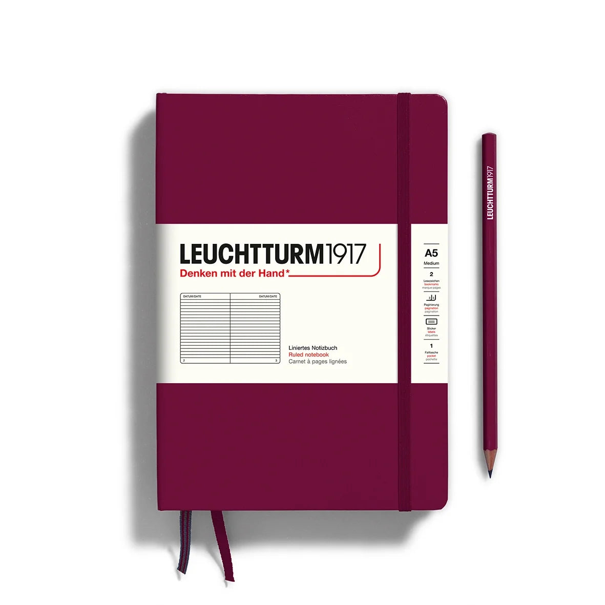 Leuchtturm 1917 A5 Hardcover Notebook Lined Port Red
