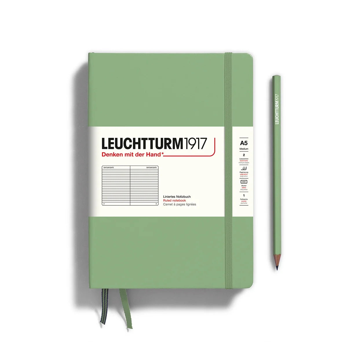 Leuchtturm 1917 A5 Hardcover Notebook Sage Lined 