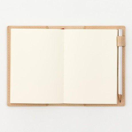 MD Product Goat Leather Cover B6 Slim Open with Pencil