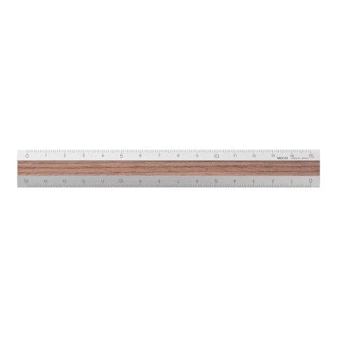 Midori Aluminum + Wood Rulers Silver and Dark Wood Horizontal