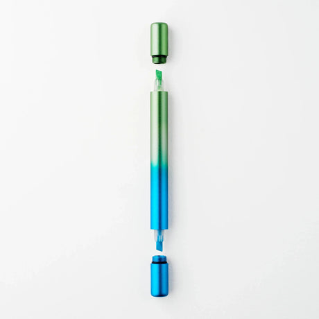 Tom's Studio Ori Refillable Highlighters Blue and Green Uncapped