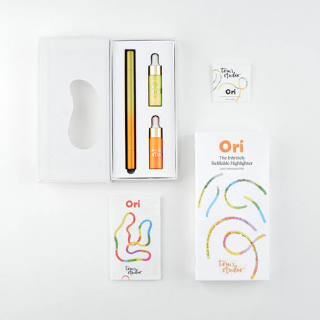 Tom's Studio Ori Refillable Highlighters Orange and Yellow in Box