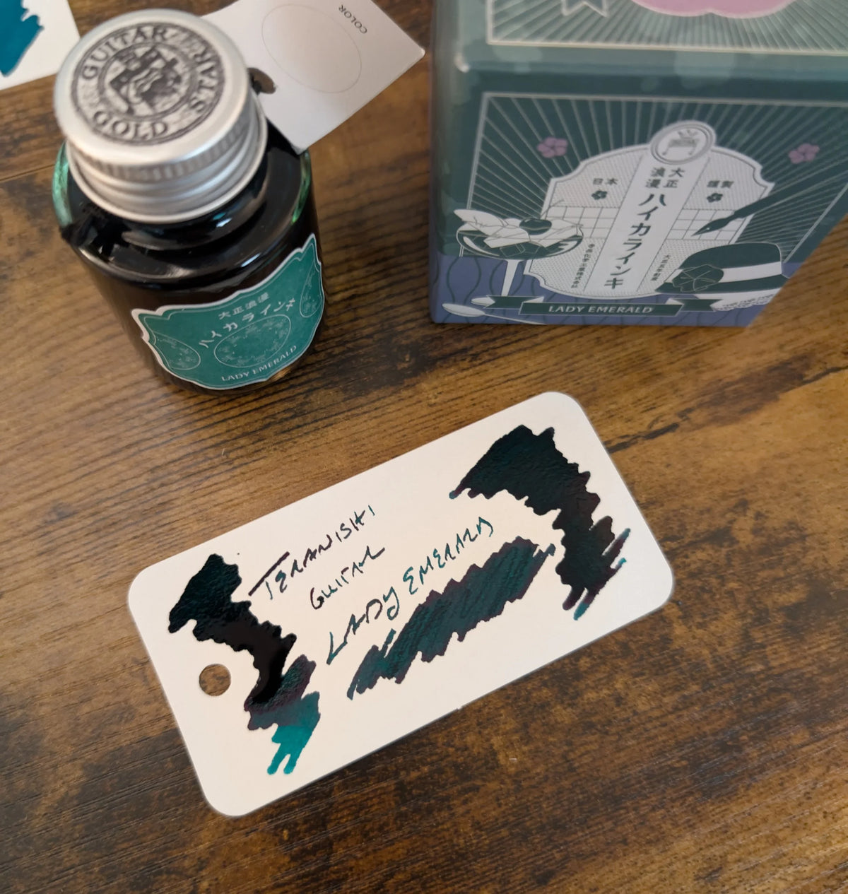 Teranishi Guitar Ink Bottle Lady Emerald Swatch